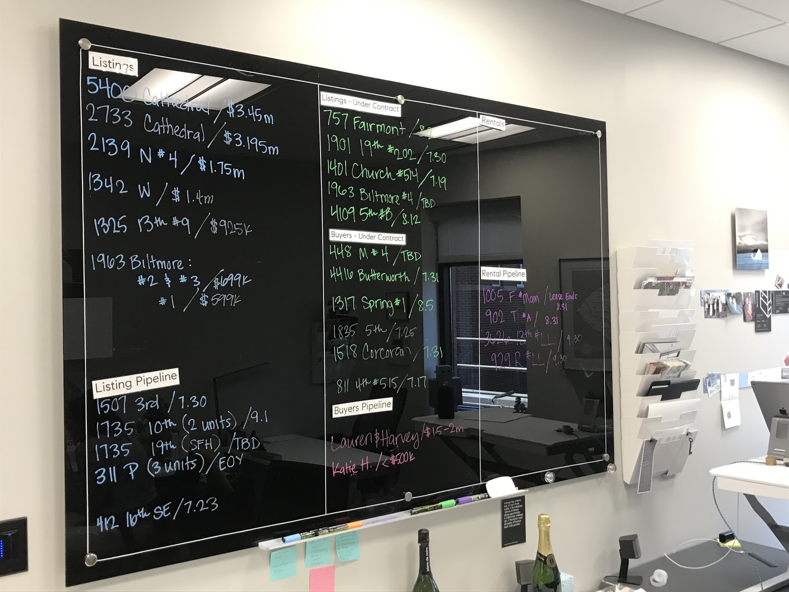 Handwritten listing board