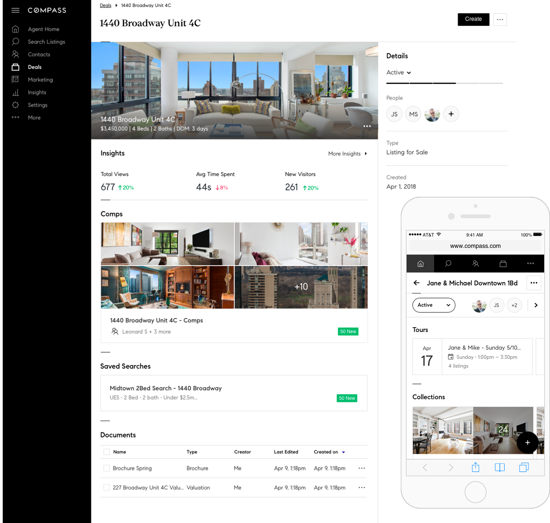 Compass Deals &mdash; deal detail on web and iOS