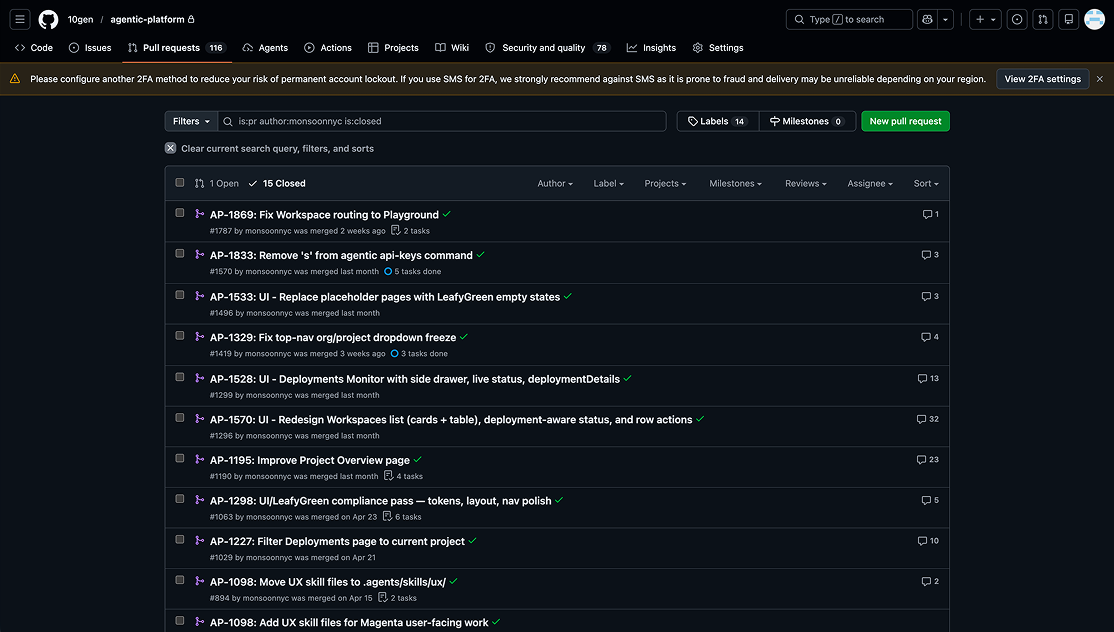 GitHub pull requests shipped with AI and code